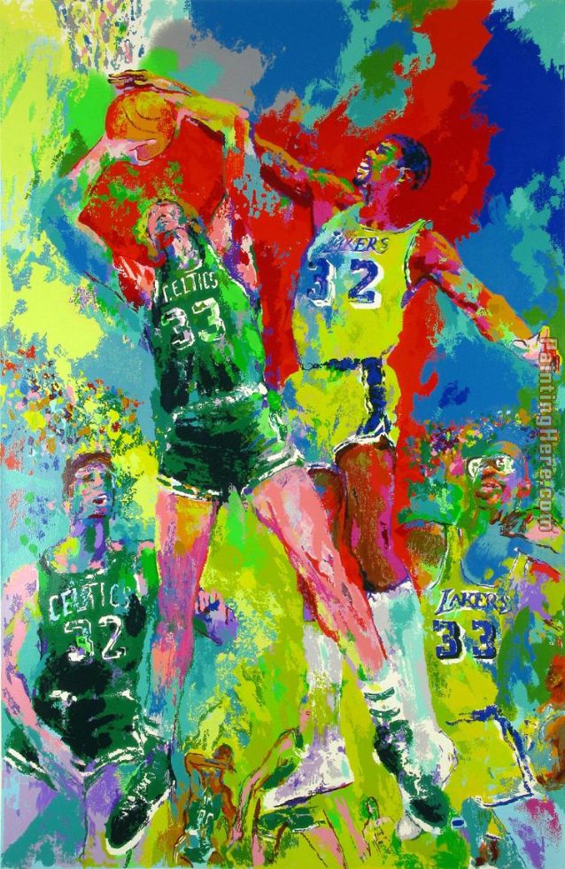 Magic Johnson painting - Leroy Neiman Magic Johnson art painting